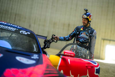 Max Manow performs a B.A.S.E. jump for the Red Bull Skydive Team in Meppen, Germany, unveiling the car Max Verstappen will drive at the Nurburgring. 