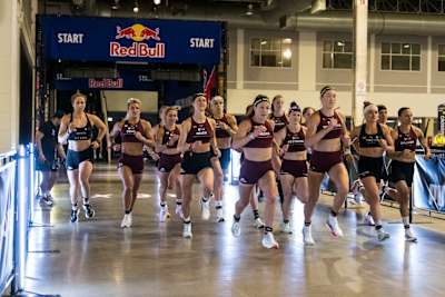 Women's Elite 15 athletes running at the HYROX World Championship Chicago 2025