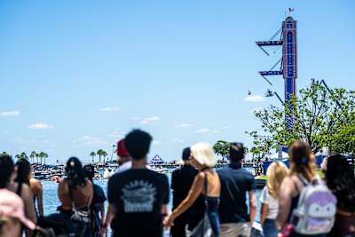 On June 5, 2026, Iris Schmidbauer of Germany leaps from the 21 metre Red Bull platform at St. Petersburg, United States during the thrilling second stop of the Red Bull Cliff Diving World Series