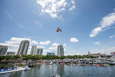 James Lichtenstein of the USA dives from the 27 metre platform during the final competition day of the second stop of the Red Bull Cliff Diving World Series in St. Petersburg, USA on June 6, 2026.