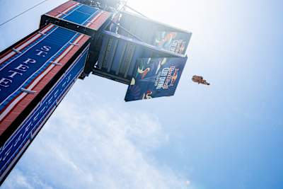 Kaylea Arnett of the USA dives from the 21 metre platform during the final competition day of the second stop of the Red Bull Cliff Diving World Series in St. Petersburg, USA on June 6, 2026.
