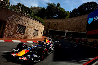 Max Verstappen of the Netherlands driving the Oracle Red Bull Racing RB22 on track during qualifying ahead of the F1 Grand Prix of Monaco. 