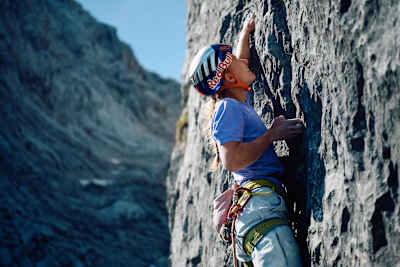 Lara Neumeier of Germany climbs the route Des Kaisers Neue Kleider on Fleischbank at Wilder Kaiser in Austria on June 4, 2026.