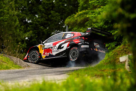 Sébastien Ogier blaze through the Japanese countryside at the FIA WRC Rally Japan in May 2026.