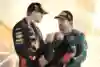 Race winner Max Verstappen and Fernando Alonso attend the press conference after the Bahrain GP at Bahrain International Circuit on March 5, 2023. 