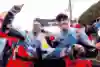 Thierry Neuville and Martijn Wydaeghe celebrate winning the FIA World Rally Drivers and Co-Drivers titles at the final round of the World Rally Championship in Toyota City, Japan on 24.11.2024