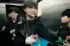 Faker and T1 in the elevator on their way to the walk-in at Red Bull League of Its Own in Berlin, Germany on December 9, 2023.