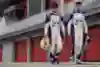 Isack Hadjar and Yuki Tsunoda at Visa Cash App RB Filming Day at Autodromo Enzo e Dino Ferrari on February 19, 2025 in Imola, Italy. 