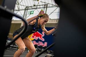 HYROX elite athlete Joanna Wietrzyk at the Ski Erg station