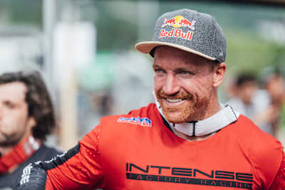 Aaron Gwin seen at UCI DH World Cup in Val di Sole, Italy on September 03, 2022