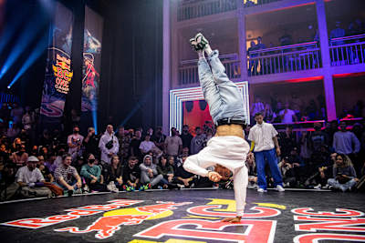 B-Boy Lee competes at the last chance cypher of the Red Bull BC One World Final in Gdansk, Poland on November 4, 2021.