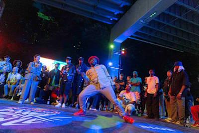 Kule Kambere 'MegaMan' competes at Red Bull Dance Your Style in Toronto, Ontario on August 26, 2022