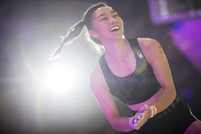 Jain Kim of Korea competes at the Rock Queens in Tokyo, Japan on December 17, 2016. 