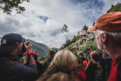 Flo Payet performs during Red Bull Hardline at Dinas Mawddwy, Wales on September 11, 2022