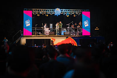 Bol Jani and Hasan Raheem perform at Red Bull Off The Roof in Islamabad, Pakistan on October 28, 2023