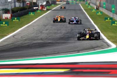 MONZA, ITALY: Max Verstappen of the Netherlands driving the Red Bull Racing RB19 on track during qualifying ahead of the F1 GP of Italy at Autodromo Nazionale Monza. (Photo by Peter Fox/Getty Images)