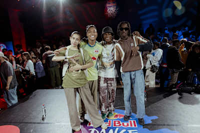 Jazzy, The Crown, King Davinci and Gio winning the pre final 2 prior to the Red Bull Dance Your Style World Final at Union Hall in Frankfurt, Germany, on November 2nd, 2023.