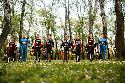 WRC drivers are seen paying tribute to driver Craig&nbsp;Breen during the World Rally Championship Croatia in Zagreb, Croatia on April 20, 2023.