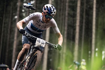 Thomas Pidcock performs at UCI XCO World Cup in Nove Mesto na Morave, Czech Republic on May 15, 2022.