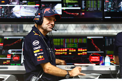 Adrian Newey, the Chief Technical Officer of Red Bull Racing looks on from the pitwall during qualifying ahead of the F1 Grand Prix of Saudi Arabia at the Jeddah Corniche Circuit on March 26, 2022. 