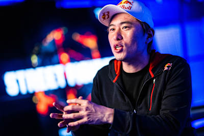 Masato 'Bonchan' Takahashi talks about his experience testing Street Fighter 6 at the Red Bull Gaming Sphere in Tokyo, Japan on January 25, 2023.  