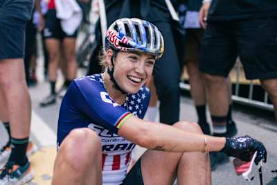Kate Courtney performs at UCI XCO World Cup in Lenzerheide, Switzerland on June 9, 2023.