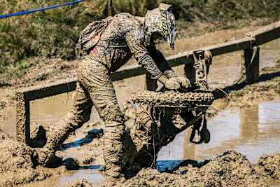 Competitor performs during the fourth off road day of FIM Hard Enduro World Championship 2021 Stop 4 - Red Bull Romaniacs in Sibiu, Romania on July 31, 2021