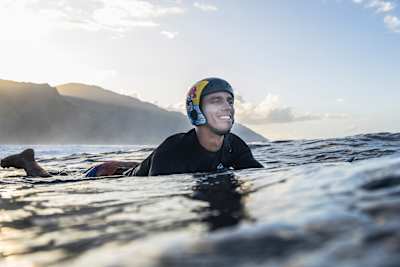 Kauli Vaast paddling in Tahiti on May 29, 2022.