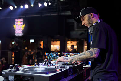 DJ Plash performs during Red Bull BC One in Poland on February 19, 2023.