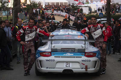 Romain Dumas (FRA) seen during the FIA World Rally Championship 2017 in Bastia, France on April 6, 2017 