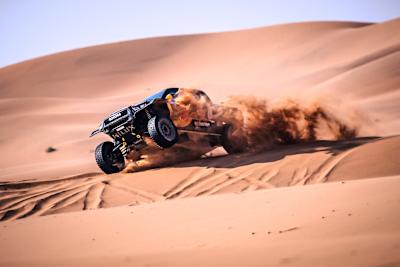 Lucas Moraes (BRA) and Armand Monleon (ESP) of team Toyota Gazoo Racing race during Stage 2 of Rally Dakar 2024 from Al Henakiyah to Al Duwadimi, Saudi Arabia on January 7, 2024. 