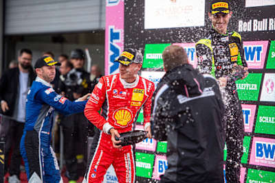 Bild zeigt die Siegerehrung des DTM-Rennens am Red Bull Ring in Spielberg im September 2023.