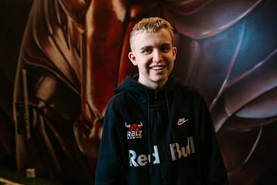 Anders Vejrgang smiling at a RBLZ media day during the 2022-2023 season.