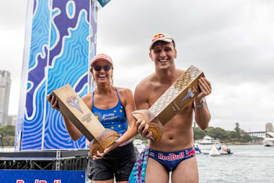 In 2024, Rhiannan Iffland and Aidan Heslop celebrate triumphantly in Sydney