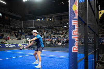 Juan Lebron of Spain warming up prior to the Greenweez Paris Major, at Roland-Garros stadium in Paris, France on October 5, 2024.