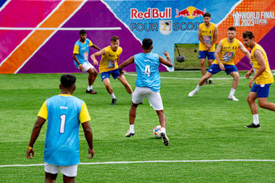 Team Romania vs India perform at the Red Bull Four 2 Score in Leipzig World Final, Germany on August 4, 2023.