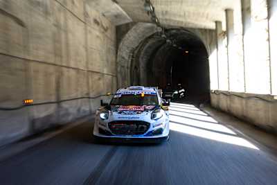 Adrien Fourmaux (FRA) and Alexandre Coria (FRA) Of team M-SPORT FORD WORLD RALLY TEAM are seen on roadsection during World Rally Championship Monte-Carlo in Gap, France on January 26, 2024 