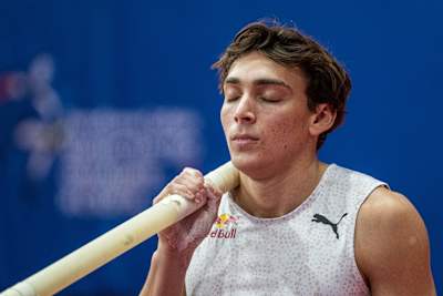 Armand Duplantis of Sweden seen during the Belgrade Indoor Meeting in Belgrade, Serbia on March 7, 2022.