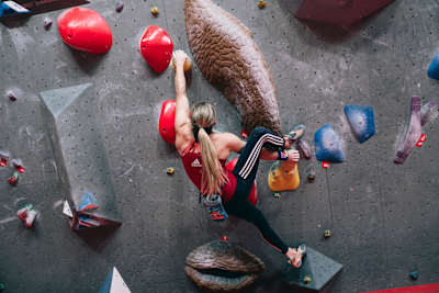 Petra Klingler is seen during the Get Fit For Climbing shooting in Zurich, Switzerland on March 6, 2020. 