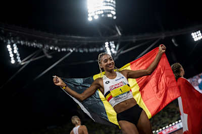 Nafissatou Thiam of Belgium in action during the heptathlon at the European Championships 2022 at the Olympiastadion Munich, Germany on August 18, 2022. 