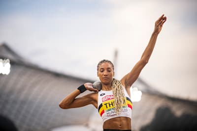 Nafissatou Thiam, 17 Ağustos 2022'de Almanya'nın Münih kentinde düzenlenen Avrupa Şampiyonası'nda performans sergiliyor.