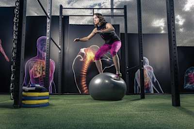 Anastasia Nifontova exercises in a gym in Moscow, Russia on September 30th, 2015. 