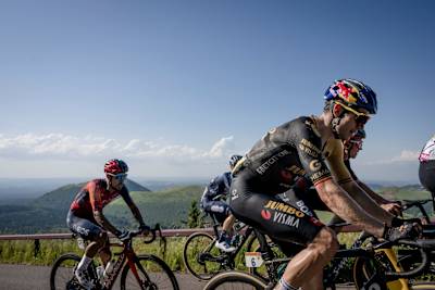 Belgium's Wout van Aert rides the ninth stage of the Tour de France 2023 between Saint-Léonard-de-Noblat and Puy de Dôme.