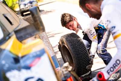 Adrien Fourmaux (FRA), Alexandre Coria (FRA) of team M-SPORT FORD WORLD RALLY TEAM are seen performing during the World Rally Championship Sardinia in Alghero, Italy on 1 June, 2024.