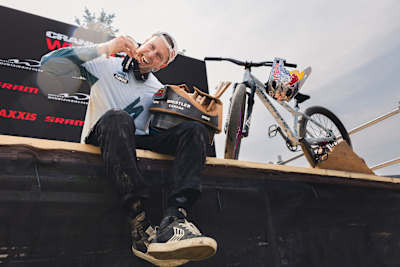 David Godziek poses at Red Bull Joyride in Whistler, BC, Canada, on July 27, 2024.