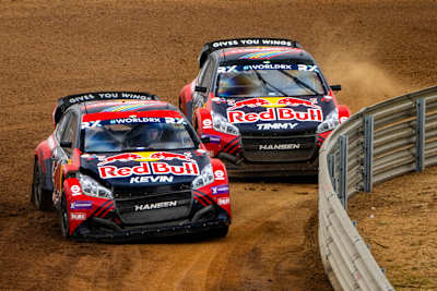 Timmy Hansen (SWE) och Kevin Hansen (SWE) tävlar under FIA World Rallycross Championship i Istambul, Turkiet den 10 november 2024.