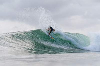 Erin Brooks surfing in the Gold Coast Pro at Burleigh Heads.