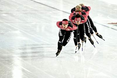 On 11 July 2025, Joep Wennemars powers through an intensive Red Bull speed skating training session at the ice rink in Heerenveen, The Netherlands, demonstrating elite athleticism and team synergy.