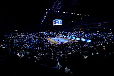 A packed stadium buzzes during the finals of the FIP World Cup in Pairs, Kuwait, on November 9, 2025.