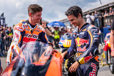 Casey Stoner and Dani Pedrosa seen during the MotoGP World Championship at the Red Bull Ring in Spielberg, Austria, on August 17, 2025.